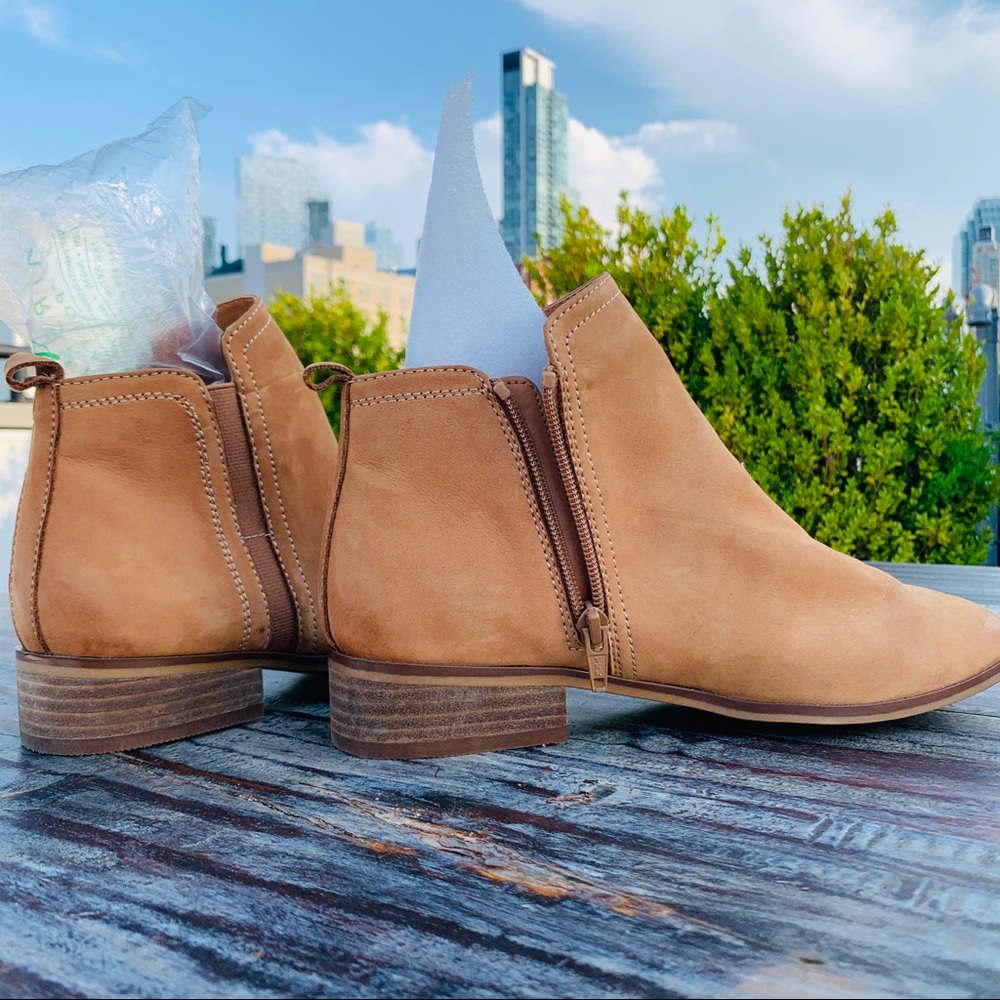 ALDO NEW Camel Ombre Tan Leather Zip BlockHeel Chelsea Boots - Picture 9 of 16